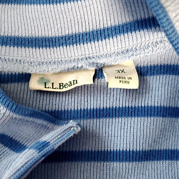LL Bean Womens 1/4 Zip Pullover Shirt 3X Blue Stripe Mock Neck Long Sleeve - Picture 4 of 6